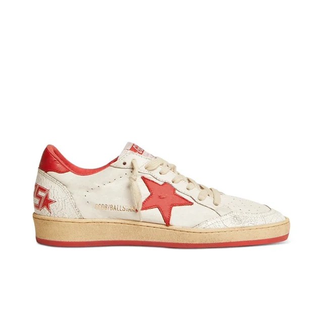 Golden Goose Espadrilles à Talon pour Hommes Ball Star Blanches Rouges