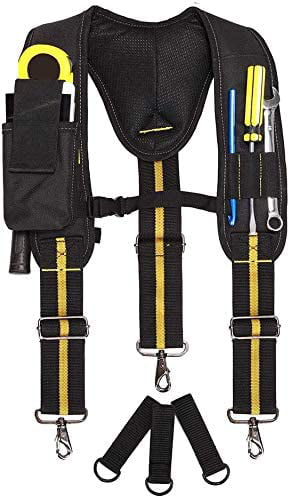 Heavy Duty Work Suspenders for Men Padded Tool Belt Suspenders Tool Belt Work Suspenders with Hooks 