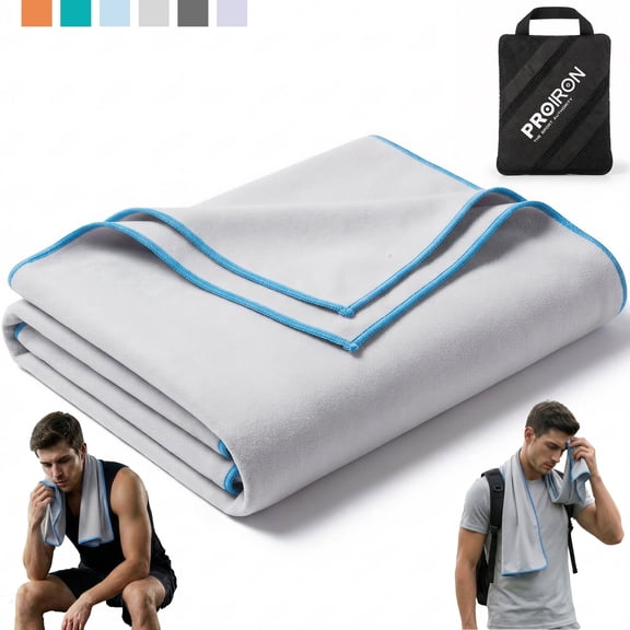 PROIRON Microfiber Towel, 32"x 16", Quick Dry, Super Absorbent, for Travel, Gym, Camping, Swimming - Light Gray