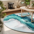 thumbnail image 3 of Large Round Rug 8Ft, Turquoise Marble Non-Slip Washable Circle Rugs Carpet, Luxury Modern Abstract Texture Art Indoor Outdoor Rug Floor Mats Throw Runner for Bedroom Living Room Bathroom, 3 of 8