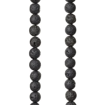 12 Pack: Black Lava Round Beads - 6mm by Bead Landing