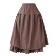 thumbnail image 2 of Ankle-Length Skirts for Women Stretched-Waist Embroidered Inner Lining A-Line Skirts Solid-Color Cotton Linen Long Skirts, 2 of 3