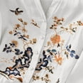thumbnail image 4 of Dyfzdhu Linen Shirts for Women Cotton Embroidered Shirt Tops Boho 3/4 Sleeeve Tunic Top Elegant Blouse Spring Summer Casual Blouses White, 4 of 5