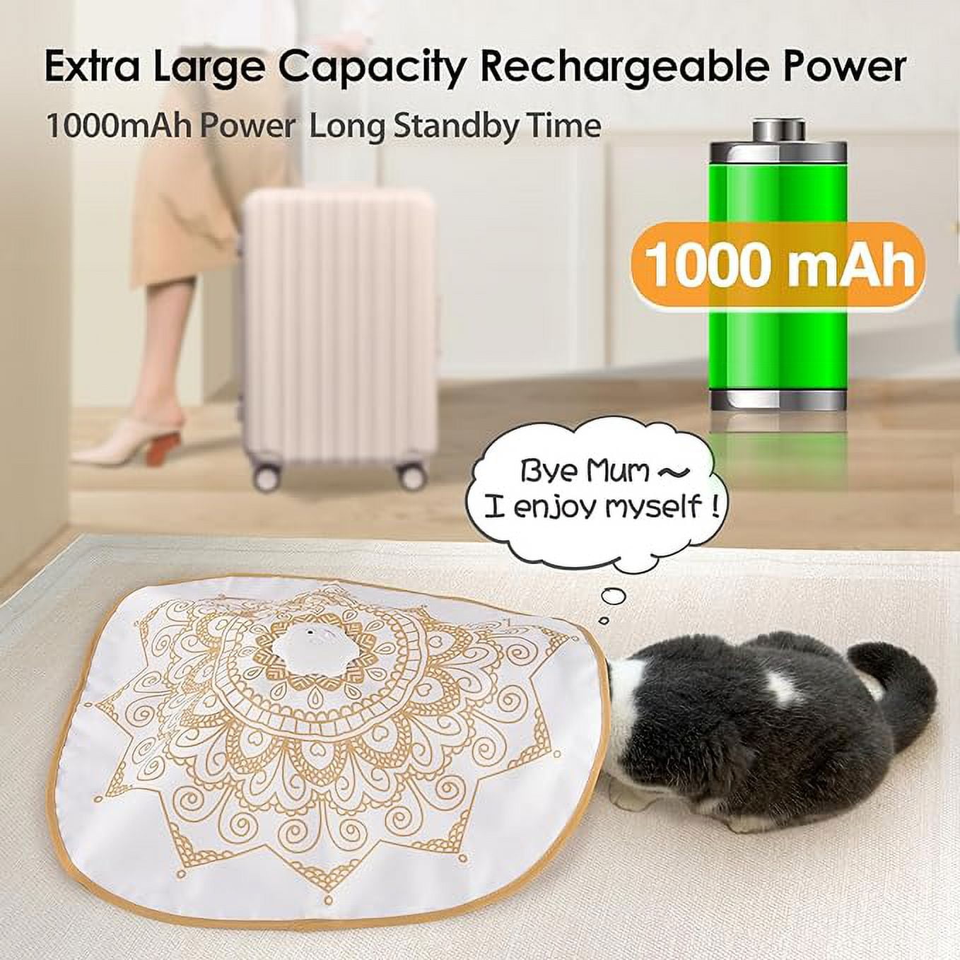 ORSDA Cat Toys Rechargeable, 4in 1 Interactive Kitten Toy for Indoor Cats, Automatic Hide and Seek Self Play Cat Feather Wand Toy with Smart Sensing, Whack a Mole, Chase Feather for All Breeds