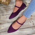 thumbnail image 5 of Hinvhai Pointed Toe Flats Suede Ballet Flat Shoes for Women Comfortable with Adjustable Strap Dressy Casual Flats for Work office Purple 9.5(43), 5 of 7