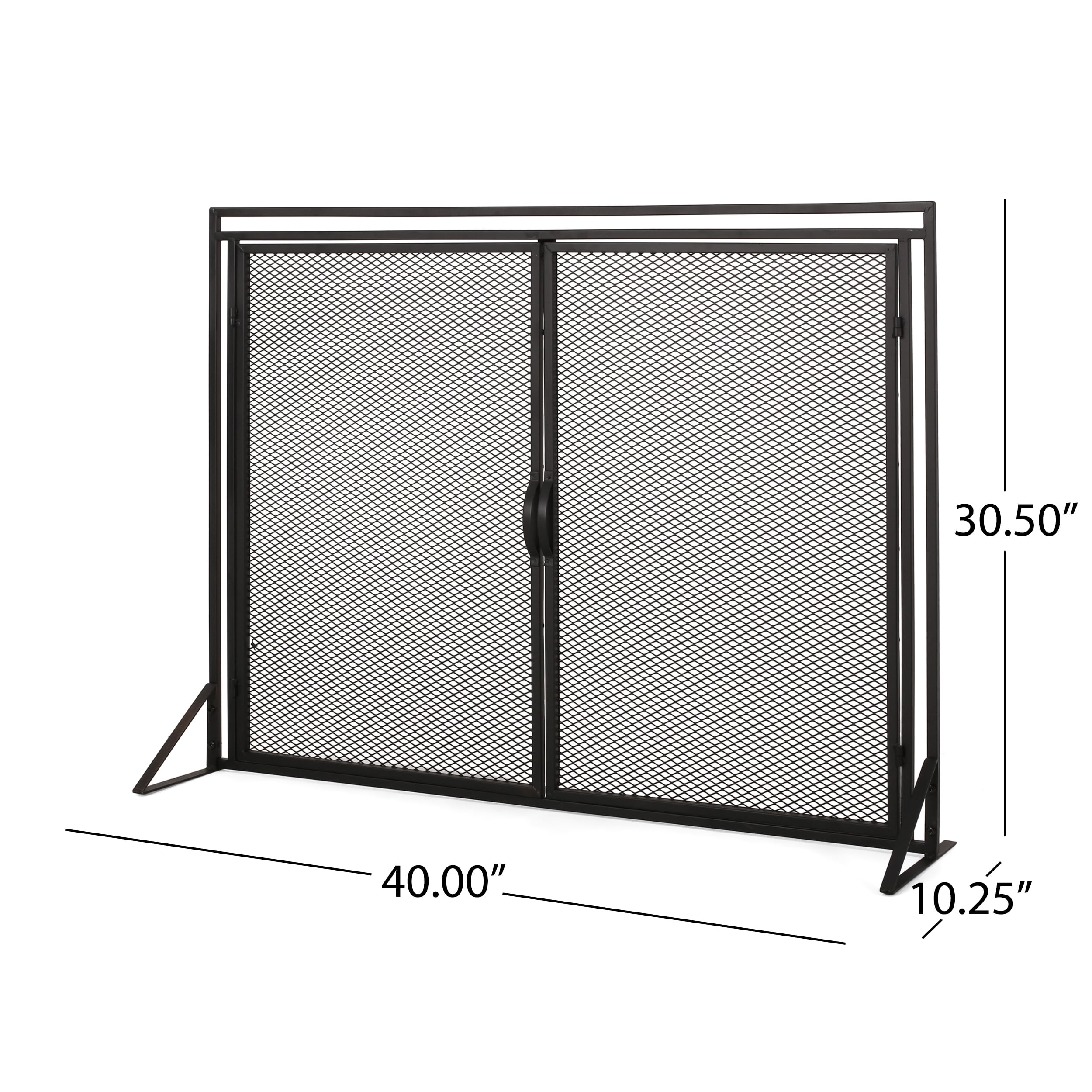 Noble House Cartwright Iron Fireplace Screen, Matte Black