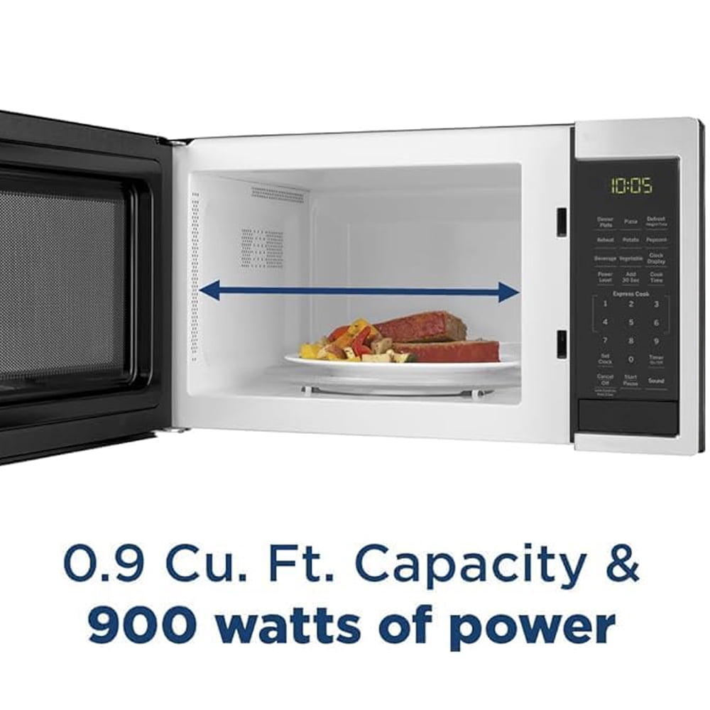 GE GCST09N1WSS Countertop Microwave Oven 900-watt 0.9 Cu. Ft Stainless Steel Bundle with 2 YR CPS Enhanced Protection Pack