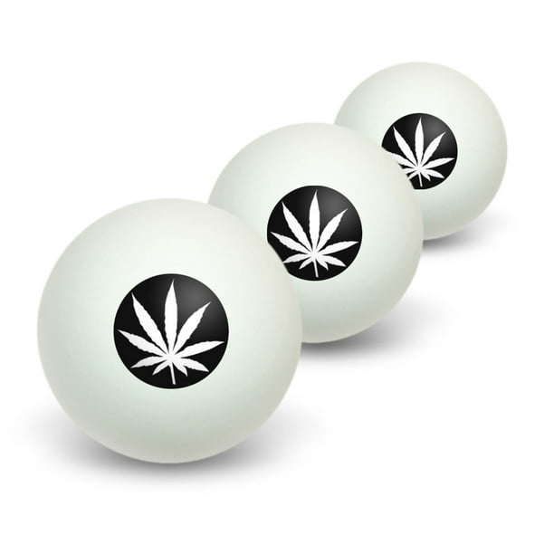 Marijuana Leaf Black Novelty Table Tennis Ping Pong Ball 3 Pack