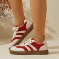 thumbnail image 5 of HTHLVMD Suede & Canvas Sneakers, Women Fashion Trainers, Women Classic Retro Gum Sole Fashion Sneakers Casual Tennis Skate Shoe Genuine Leather Walking Footwear Anti Slip Trainers, Red 7.5, 5 of 9