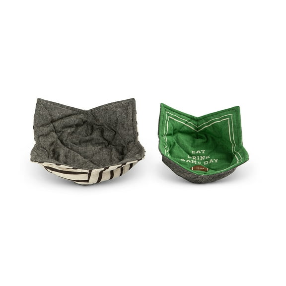 Demdaco Eat Drink Game Day Green 8 inch Cotton Bowl Pot Holders 2 Piece Set