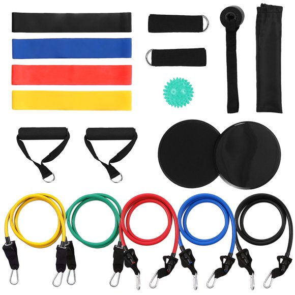 Amdohai 18Pcs Resistance Bands Set Workout Fitness Exercise Rehab Bands Loop Bands Tube Bands Door Anchor Ankle Straps Cushioned Handles Gliding D