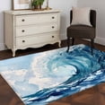 thumbnail image 4 of Blue Waves Washable Area Rugs 3'x5', Ocean Nautical Coastal Oil Painting Summer Low Pile Throw Living Room Rug Non-Slip Sturdy Edge Binding Carpet for Indoor Entryway Bedside Kitchen, 4 of 9