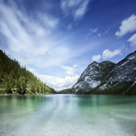 Lake Braies and Dolomite Alps Northern Italy Poster
