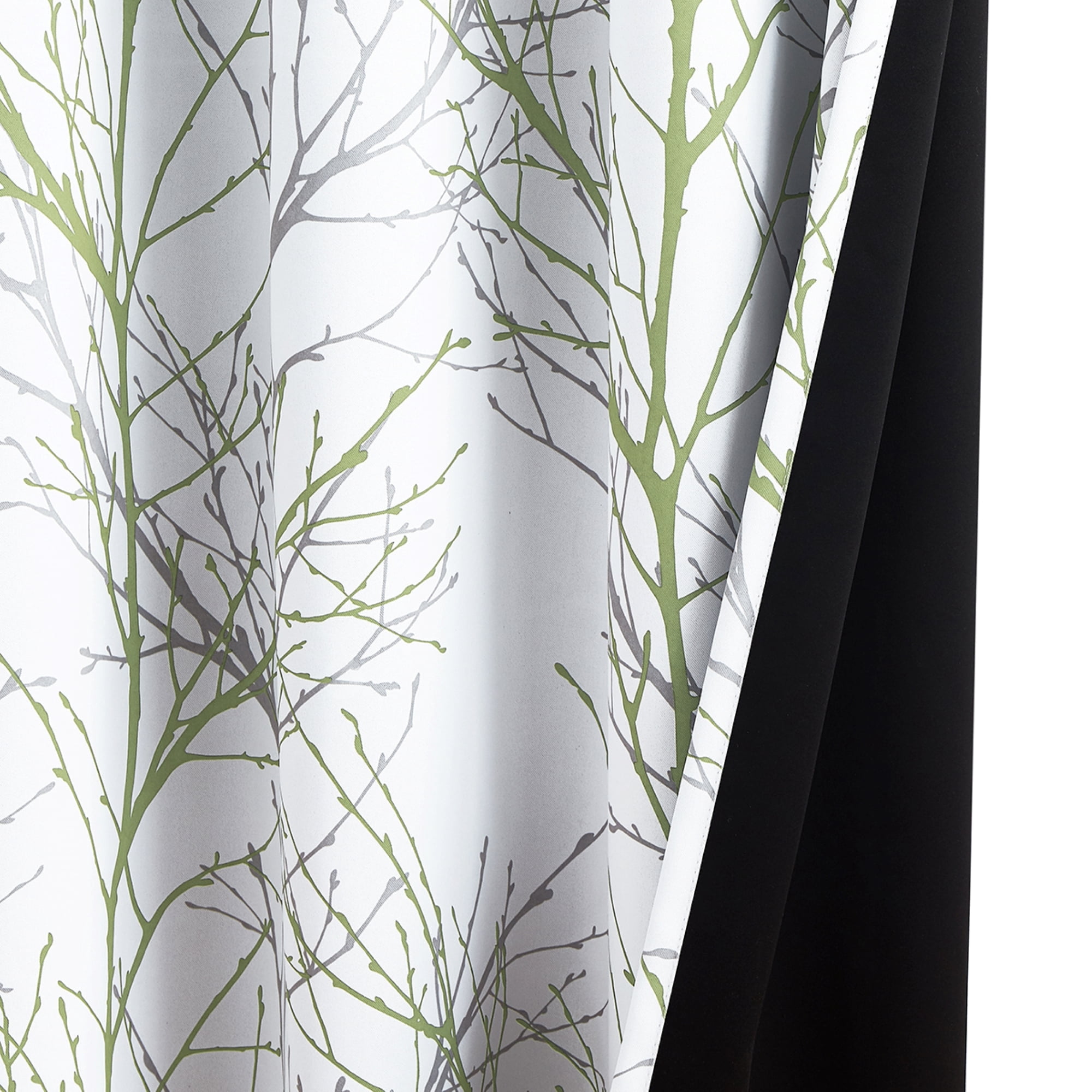 Decoultimatex Green Gray Branch Blackout Curtains for Bedroom Triple Weave Energy Saving Full Blackout Window Curtains for All Seasons, 52"x96"x2