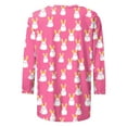 thumbnail image 4 of QUNYINEY Women Shirts 3/4 Sleeve Crew Neck Easter Bunny Casual Tops Pullover Loose Graphic Tees, 4 of 5