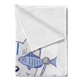 thumbnail image 2 of Fish Soft Flannel Fleece Throw Blanket, Naughty Cat Fish in Striped T-shirt Anchor Pendant and Nautical Maritime Sign, Cozy Plush for Indoor and Outdoor Use, 70" x 90", Blue Grey, by Ambesonne, 2 of 5