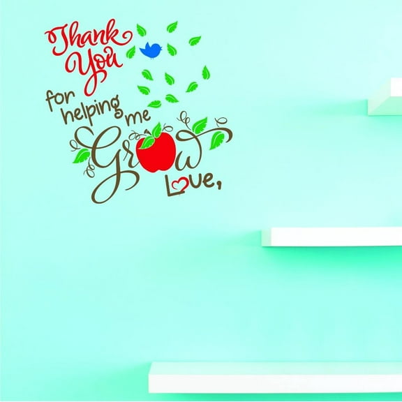 Custom Decals Thank You For Helping Me Grow Love Wall Art Size: 16 X 16 Inches Color: Multi