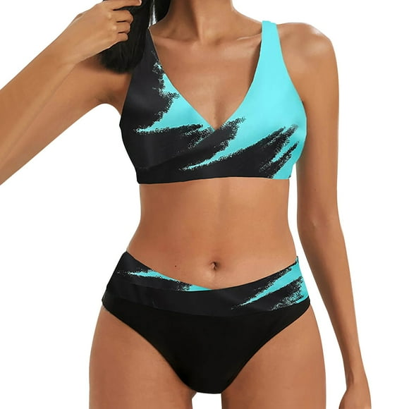 snowsong Swim Suits for Women Bikini Sets Women's Printed Two Piece Bikini Women's Sports Two Piece Swimsuit Bikini Bathing Suit Micro Bikini High Waisted Bikini Two Piece Swimsuit Black XXL