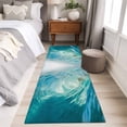 thumbnail image 4 of Teal Blue Coastal Wave 2'x6' Runner Rugs for Hallway Kitchen Bedside Non Slip Washable, Modern Summer Ocean Beach Sea Entryway Rug Runners with Rubber Backing, Long Carpet Runner for Laundry Room, 4 of 8