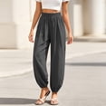 thumbnail image 5 of Gytharion Cotton Linen Pants for Women Fashion Casual Solid Color Drawstring Elastic Waist Trousers Loose Fit Beach Pants, 5 of 7