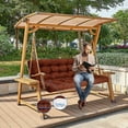 thumbnail image 2 of Porch Swing Cushions 55in, Swing Cushions 3 Seater Replacement with Backrest, Thicken 4" Waterproof Bench Pad Cushions, Outdoor Loveseat Cushions Non-Slip Chairs Pad (Brown), 2 of 6