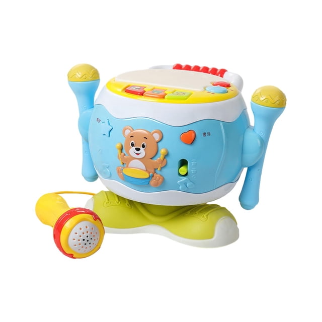 Tambor de mano para niños Hugo juguete Montessori para bebés juguete educativo instrumento Musical mesa de actividades para bebés regalos para niños azul