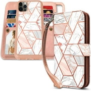CASEOWL Case Compatible with iPhone 12 Pro Max Wallet Case Magnetic Detachable with 9 Card Slots Holder, Hand Strap, 2