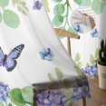 thumbnail image 5 of Sheer Curtains 84 inches Long, Hydrangea Eucalyptus Butterfly Floral Watercolor Light Filtering Sheer Window Curtains Rod Pocket Voile Drapes for Bedroom Living Room, 52"W x 84"L 2 Panels, 5 of 7