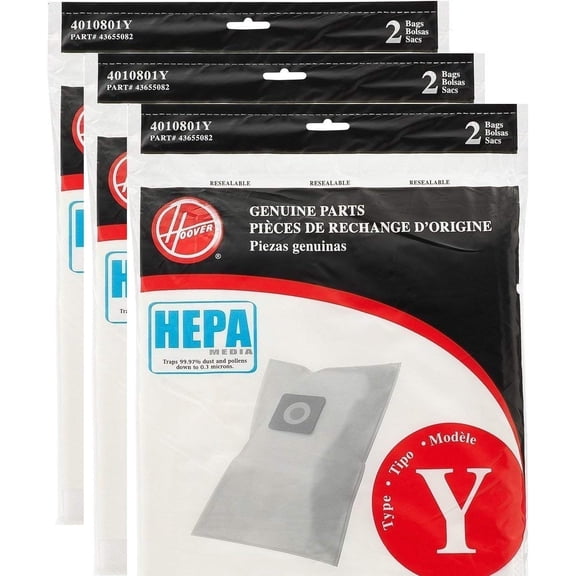 Replacement Part For Hoover WindTunnel Y HEPA Pleated Vacuum Filter 6 Bags AH10040 902419001