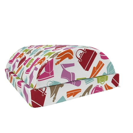 

Fashion Foot Rest Colorful Clothing Elements Feminine Themed Shoes Bags Repetitive Pattern Non-Slip Backing Ergonomic Memory Foam Leg Support for Office White and Multicolor by Ambesonne