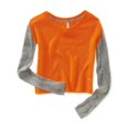 thumbnail image 1 of Suéter Aeropostale de punto con mangas Colorblocked naranja extra pequeño, 1 of 1