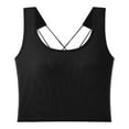 thumbnail image 1 of Camiseta sin mangas con relleno en el pecho para mujer: top corto, capa interior de cintura alta para verano, 1 of 4