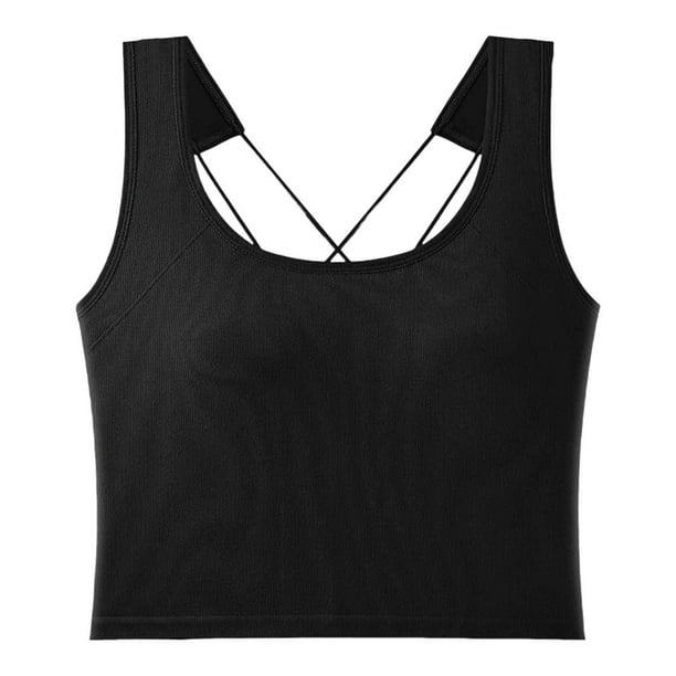Camiseta sin mangas con relleno en el pecho para mujer: top corto, capa interior de cintura alta para verano