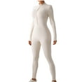 thumbnail image 2 of Women Winter Tight Jumpsuit Sport Yoga Workout Ribbed Zipper Long Sleeve Dance Training Fitness Yoga Suit, 2 of 4