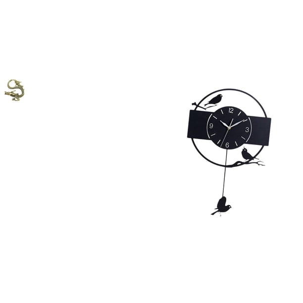 Escultura china,Minifigura china de latón para decoración de escritorio,Reloj de pared,Reloj de pared con diseño de pájaro,reloj colgante de acrílico negro,Reloj de pared decorativo con