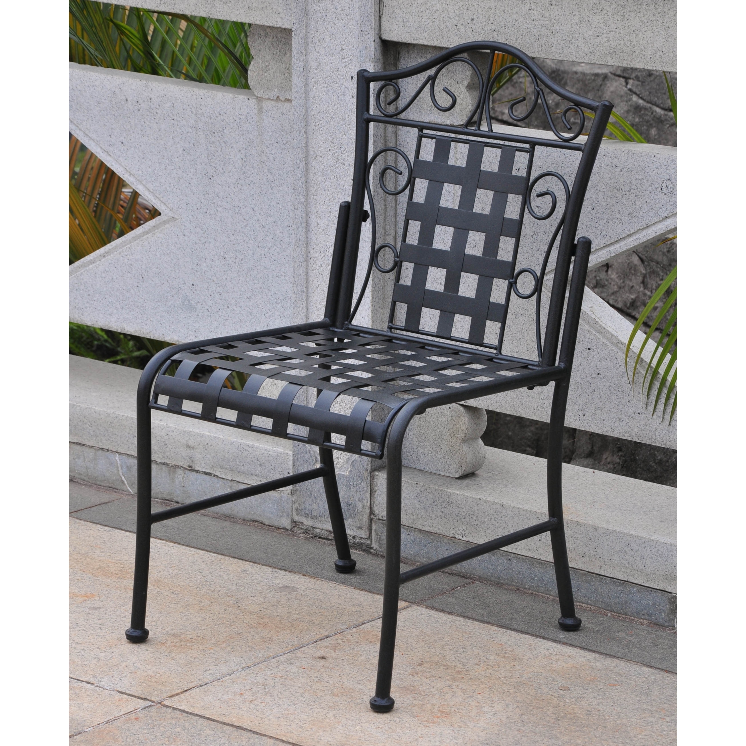 International Caravan Mandalay Iron Patio Bistro Chairs (Set of 2) Antique Black - image 2 of 5