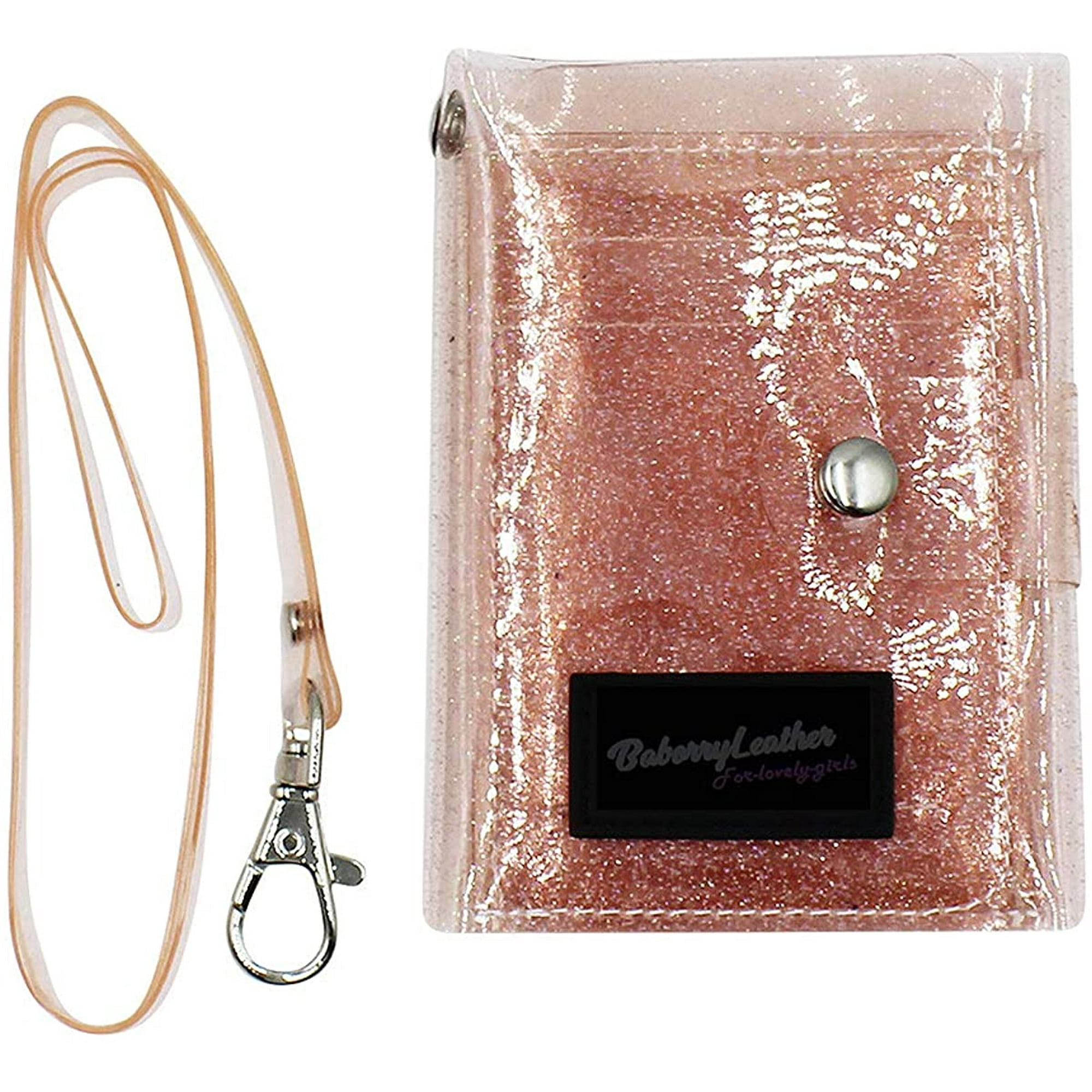 Women Girls Bi-fold Wallet Sequin Transparent Card Case Purse ID