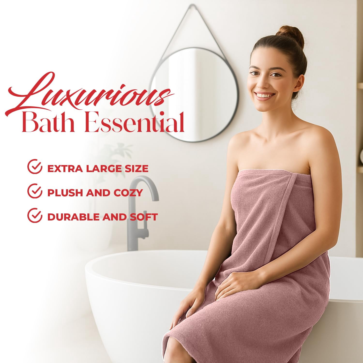 RIVERSIDE Oversized Bath Sheet 1 Pack 40x80 Soft Cotton Absorbent Towel 600 GSM - Dusky Pink