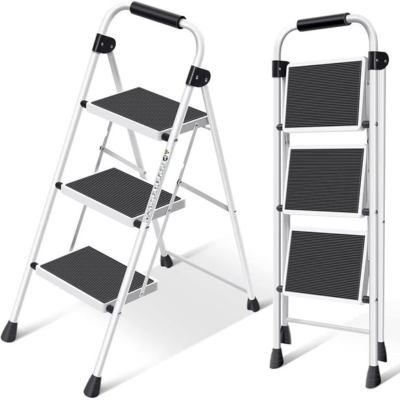 Step Ladder, 3 Step Stool Ergonomic Folding Step Stool with Wide Anti-Slip Pedal Sturdy Step Stool for Adults Multi-Use for Household, Kitchen,Office Step Ladder Stool