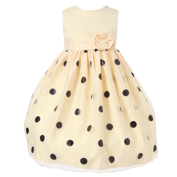 Richie House Little Girls Cream Black Polka Dot Tulle Dress 5