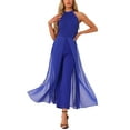 thumbnail image 2 of INSPIRE CHIC Women's Dressy Jumpsuit Halter Neck Sleeveless Elegant Formal Wide-Leg Jumpsuit M Royal Blue, 2 of 6