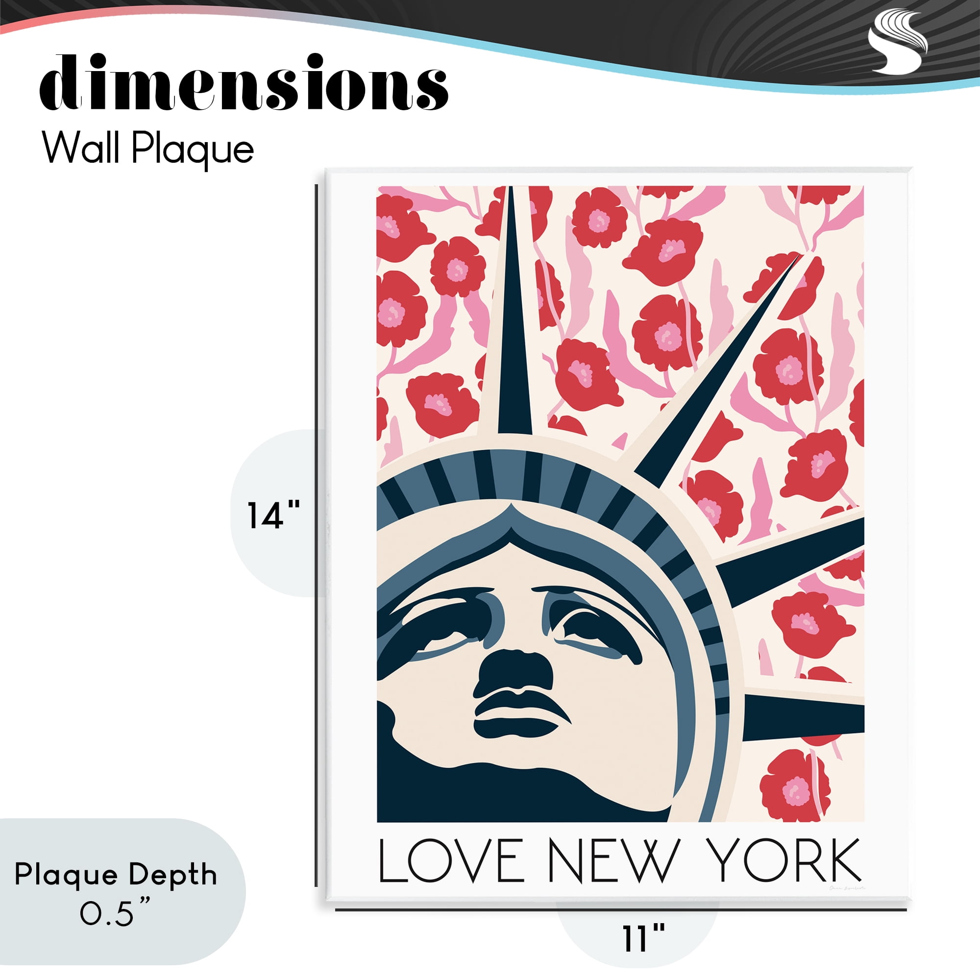 Stupell Industries Groovy Florals Love New York Wall Plaque Art, design by Omar Escalante
