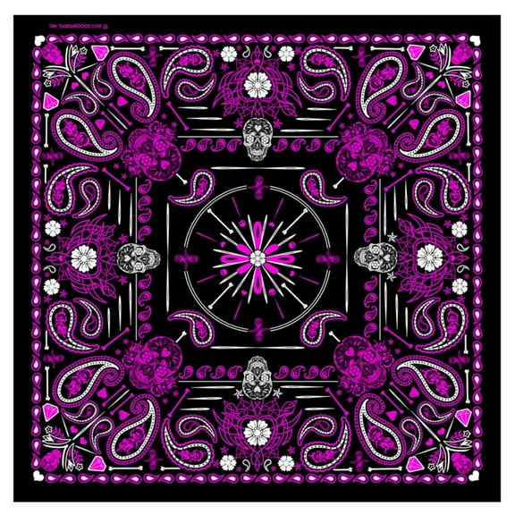 Hot Leathers BAB1071 Ladies Pink Paisley Skulls Bandana 21X21