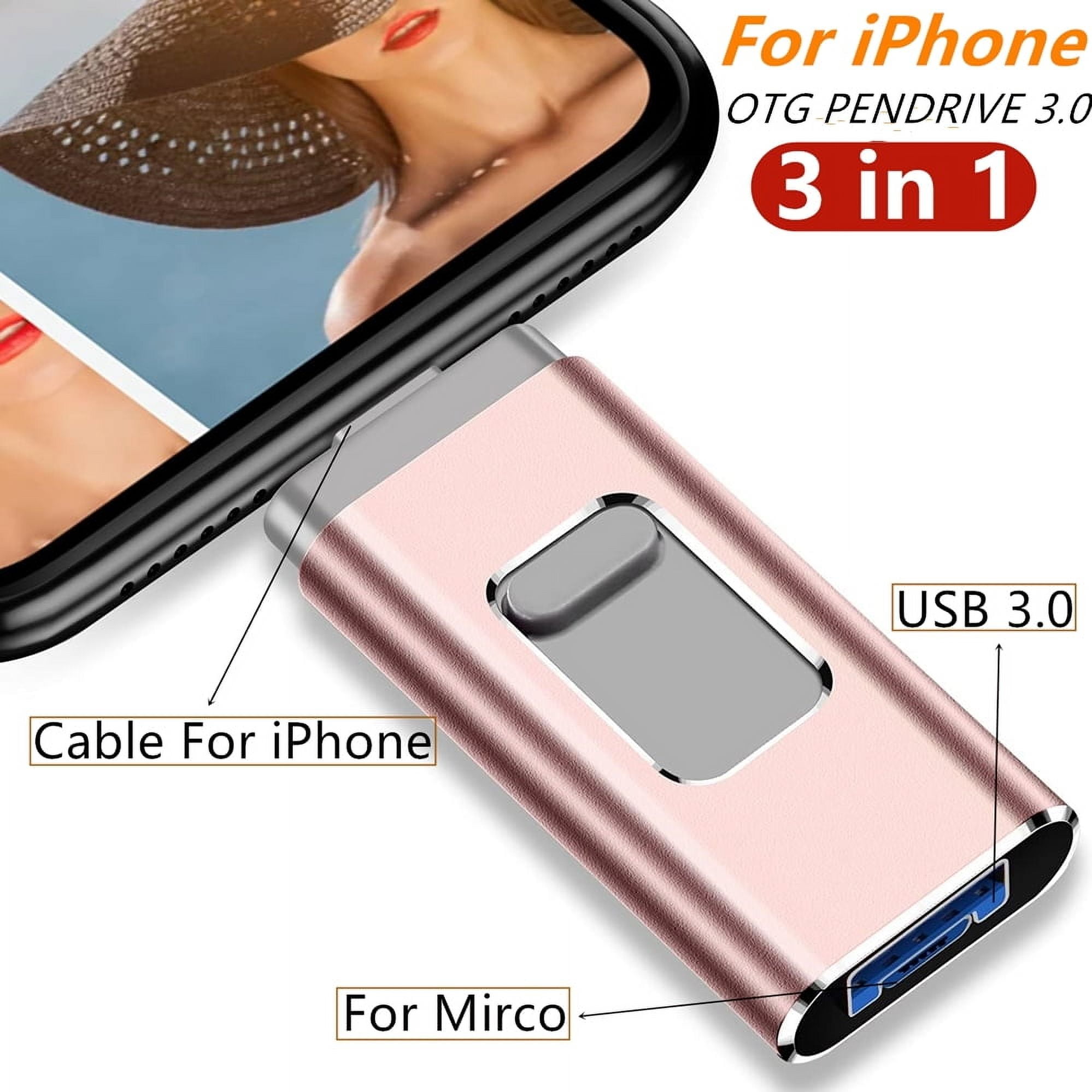 for iPhone USB Flash Drive 2TB 1TB USB Pendrive 3in1 Mirco USB