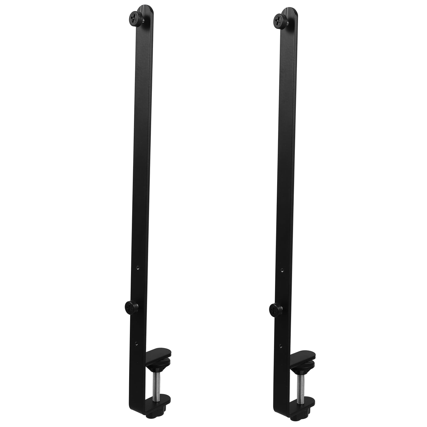 FRCOLOR 2Pcs  Over the Table Rod Stand Folding Shelf Bracket Adjustable Desk Stand Clamps for Pegboards Shelves and Workbenches Black