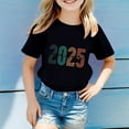 thumbnail image 2 of Big Kid Children's Casual Fashion Graduation Season Printed Round Neck Short Sleeved T Shirt Girls Oatmeal Top Girls Tops Age 5 Size 6 Tops for under Shirt for( 3 13 Years Old) 12-13 Years Black, 2 of 4