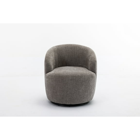 Nmkwnr Upholstered Fabric Armchair with Metal Base, Swivel Accent Chair for Home, Bedroom, Office, Gray