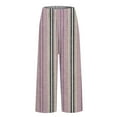 thumbnail image 4 of Women's Casual Pants Women'S Casual Boho Floral Print Stripe Cotton Linen Pants Elastic Waisted Summer Spring Beach Baggy,Pink Women's Casual Pants L, 4 of 4