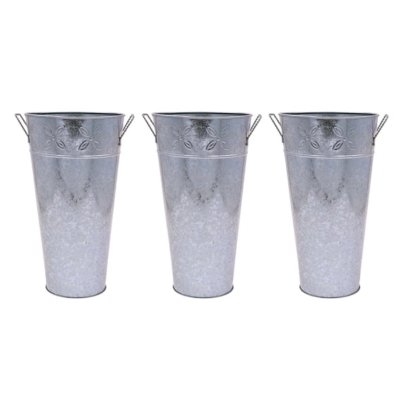 Hosley Metal Set of 3, 12 inch High Galvanized Vase