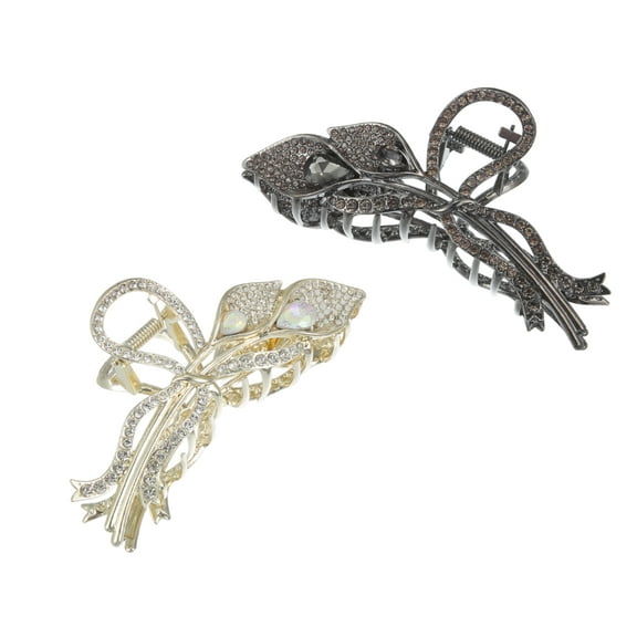 Unique Bargains 2pcs Flower Metal Hair Claw Clip for Women Cute Claw Clip Non-Slip Hair Accessories Gold Tone Black